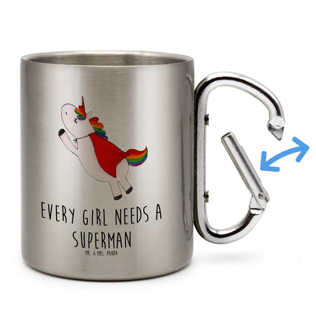 Edelstahlbecher Einhorn Super Edelstahltasse, Karabiner, Edelstahlbecher, Outdoor, Camping, Tasse, Becher, Einhorn, Einhörner, Einhorn Deko, Pegasus, Unicorn, Traummann, Superheld, Held, Freundin, Geschenk, Girl, Mädchen