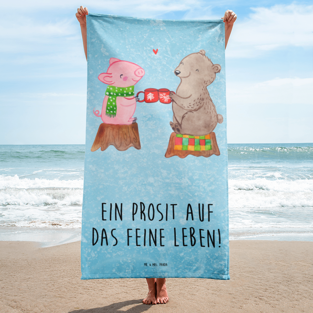 XL Badehandtuch Glühschwein Sause Handtuch, Badetuch, Duschtuch, Strandtuch, Saunatuch, Winter, Weihnachten, Weihnachtsdeko, Nikolaus, Advent, Heiligabend, Wintermotiv, Prost, Alles Gute, Weihnachtszeit, Schwein, Bär