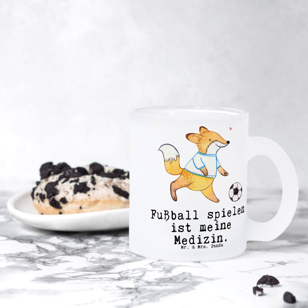 Teetasse Fuchs Fußball spielen Medizin Teetasse, Teeglas, Teebecher, Tasse mit Henkel, Tasse, Glas Teetasse, Teetasse aus Glas, Geschenk, Sport, Sportart, Hobby, Schenken, Danke, Dankeschön, Auszeichnung, Gewinn, Sportler, Fußball spielen, Fußballtraining, Fußballverein, Fußballmannschaft, Fußball Turnier, Punktspiele, Fußball