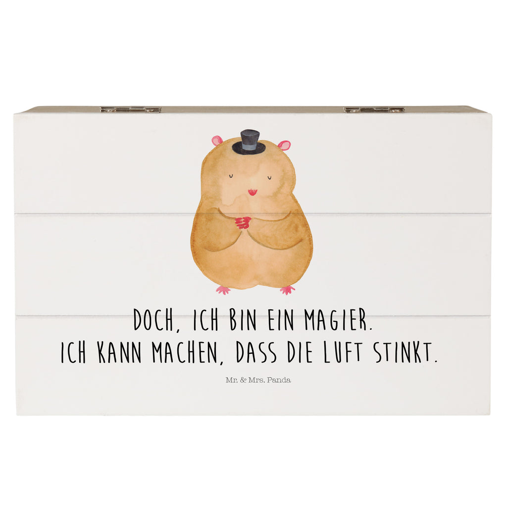 Holzkiste Hamster mit Hut Holzkiste, Kiste, Schatzkiste, Truhe, Schatulle, XXL, Erinnerungsbox, Erinnerungskiste, Dekokiste, Aufbewahrungsbox, Geschenkbox, Geschenkdose, Tiermotive, Gute Laune, lustige Sprüche, Tiere, Hamster, Hut, Magier, Zylinder, Zwerghamster, Zauberer