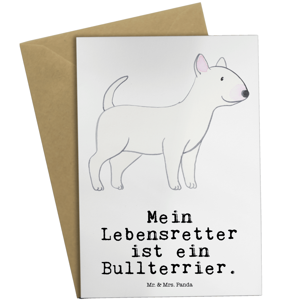 Grußkarte Bullterrier Lebensretter Grußkarte, Klappkarte, Einladungskarte, Glückwunschkarte, Hochzeitskarte, Geburtstagskarte, Karte, Ansichtskarten, Hund, Hunderasse, Rassehund, Hundebesitzer, Geschenk, Tierfreund, Schenken, Welpe, Bullterrier