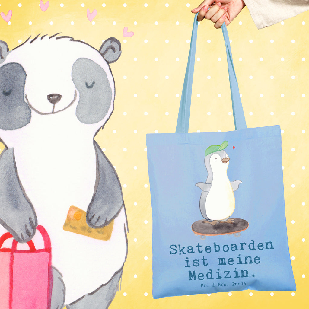 Tragetasche Pinguin Skateboarden Medizin Beuteltasche, Beutel, Einkaufstasche, Jutebeutel, Stoffbeutel, Tasche, Shopper, Umhängetasche, Strandtasche, Schultertasche, Stofftasche, Tragetasche, Badetasche, Jutetasche, Einkaufstüte, Laptoptasche, Geschenk, Sport, Sportart, Hobby, Schenken, Danke, Dankeschön, Auszeichnung, Gewinn, Sportler, Skateboarden, Skateboard fahren, Skaten, Skateboard, Skateplatz