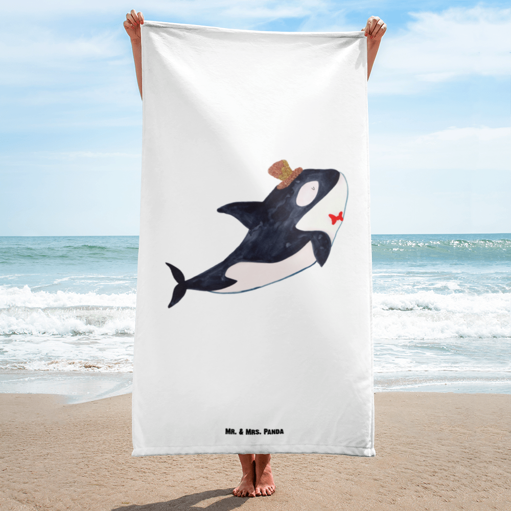 XL Badehandtuch Orca Zylinder Handtuch, Badetuch, Duschtuch, Strandtuch, Saunatuch, Meerestiere, Meer, Urlaub, Narwal, Glitter, Konfetti, Glitzer, Geburtstag, Feier, Fete, Fest, Glückwunsch, Orca