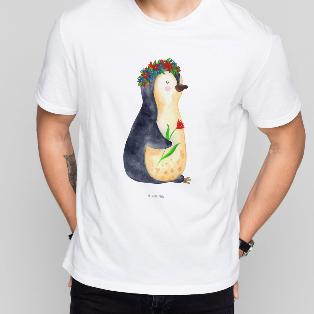 T-Shirt Standard Pinguin Blumenkranz T-Shirt, Shirt, Tshirt, Lustiges T-Shirt, T-Shirt mit Spruch, Party, Junggesellenabschied, Jubiläum, Geburstag, Herrn, Damen, Männer, Frauen, Schlafshirt, Nachthemd, Sprüche, Pinguin, Pinguine, Blumenkranz, Universum, Leben, Wünsche, Ziele, Lebensziele, Motivation, Lebenslust, Liebeskummer, Geschenkidee