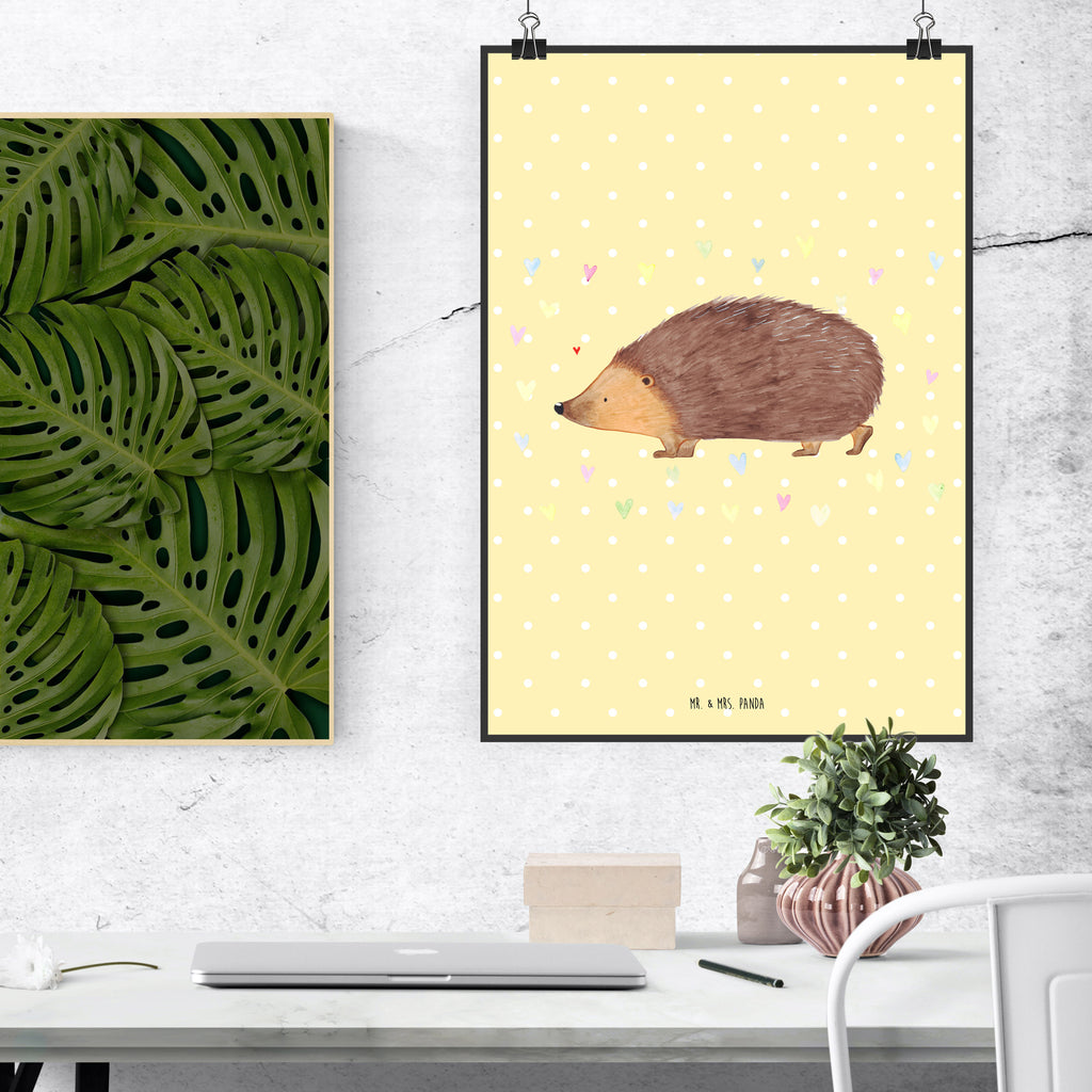 Poster Igel Herzen Poster, Wandposter, Bild, Wanddeko, Küchenposter, Kinderposter, Wanddeko Bild, Raumdekoration, Wanddekoration, Handgemaltes Poster, Mr. & Mrs. Panda Poster, Designposter, Kunstdruck, Posterdruck, Tiermotive, Gute Laune, lustige Sprüche, Tiere, Liebe, Herz, Herzen, Igel, Vertrauen, Kuss, Leben