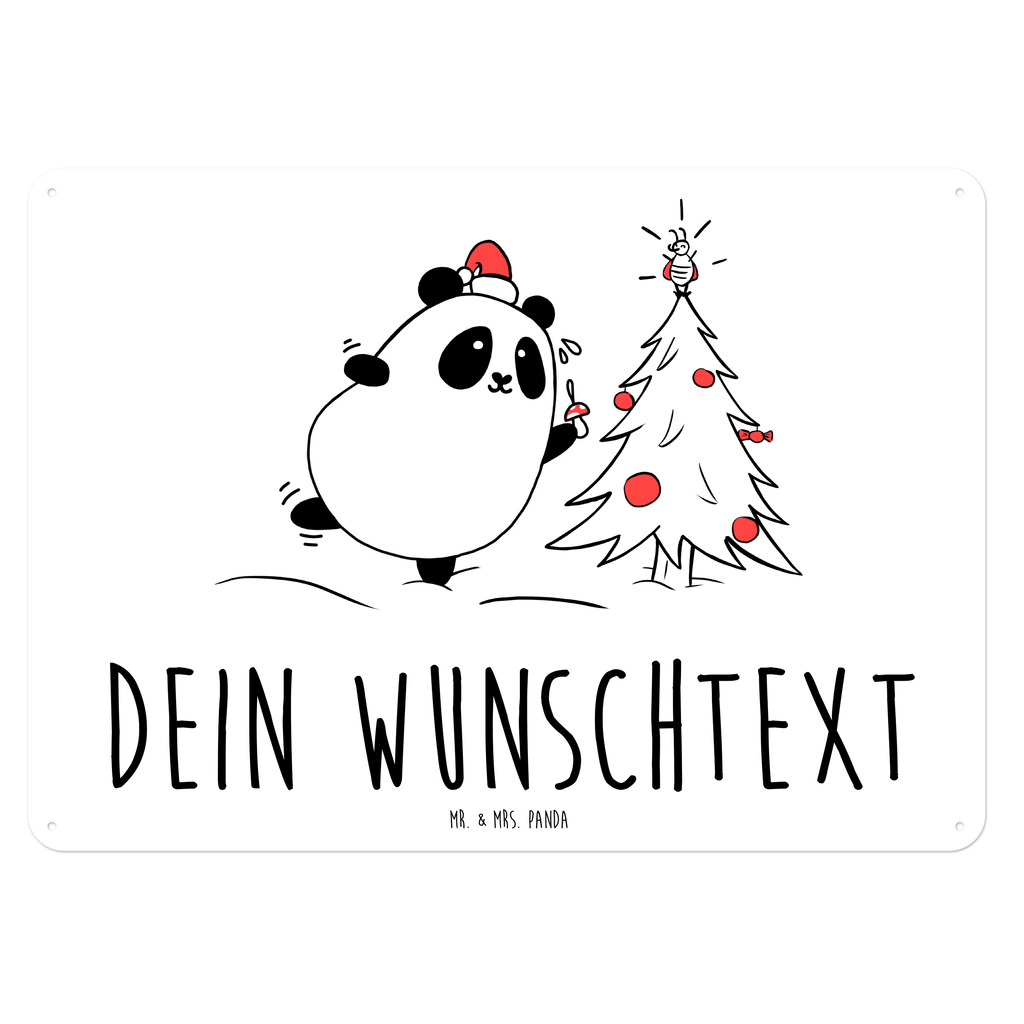 Personalisiertes Blechschild Panda Weihnachtszeit Blechschild, Metallschild, Geschenk Schild, Schild, Magnet-Metall-Schild, Deko Schild, Wandschild, Wand-Dekoration, Türschild