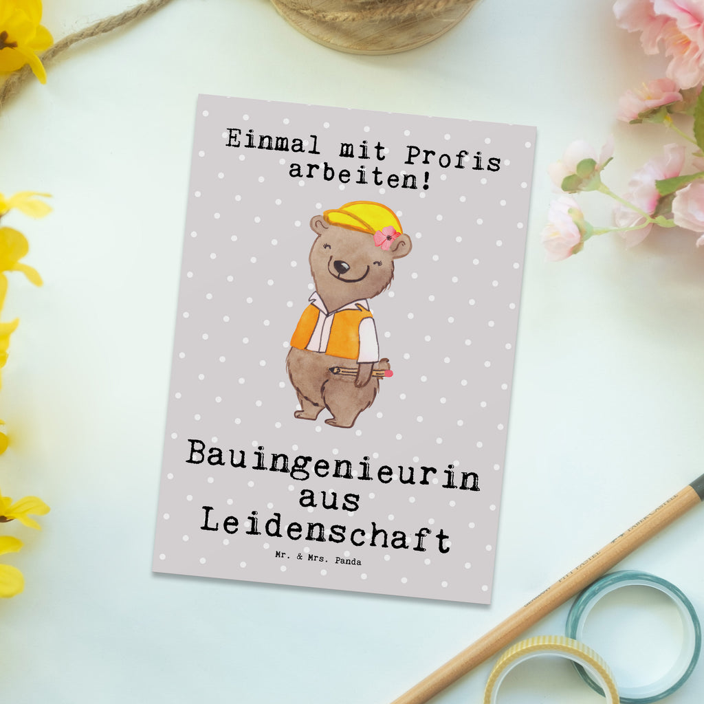 Postkarte Bauingenieurin aus Leidenschaft Postkarte, Karte, Geschenkkarte, Grußkarte, Einladung, Ansichtskarte, Geburtstagskarte, Einladungskarte, Dankeskarte, Ansichtskarten, Einladung Geburtstag, Einladungskarten Geburtstag, Beruf, Ausbildung, Jubiläum, Abschied, Rente, Kollege, Kollegin, Geschenk, Schenken, Arbeitskollege, Mitarbeiter, Firma, Danke, Dankeschön, Bauingenieurin, Statikerin, Ingeniuerin, Baustelle, Studium