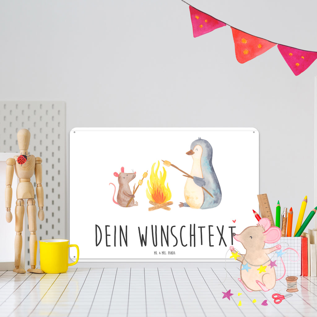 Personalisiertes Blechschild Pinguin Lagerfeuer Blechschild, Metallschild, Geschenk Schild, Schild, Magnet-Metall-Schild, Deko Schild, Wandschild, Wand-Dekoration, Türschild, Pinguin, Maus, Pinguine, Lagerfeuer, Leben, Arbeit, Job, Motivation, Büro, Büroalltag, Lebensspruch, Lebensmotivation, Neustart, Liebe, grillen, Feuer, Marshmallows