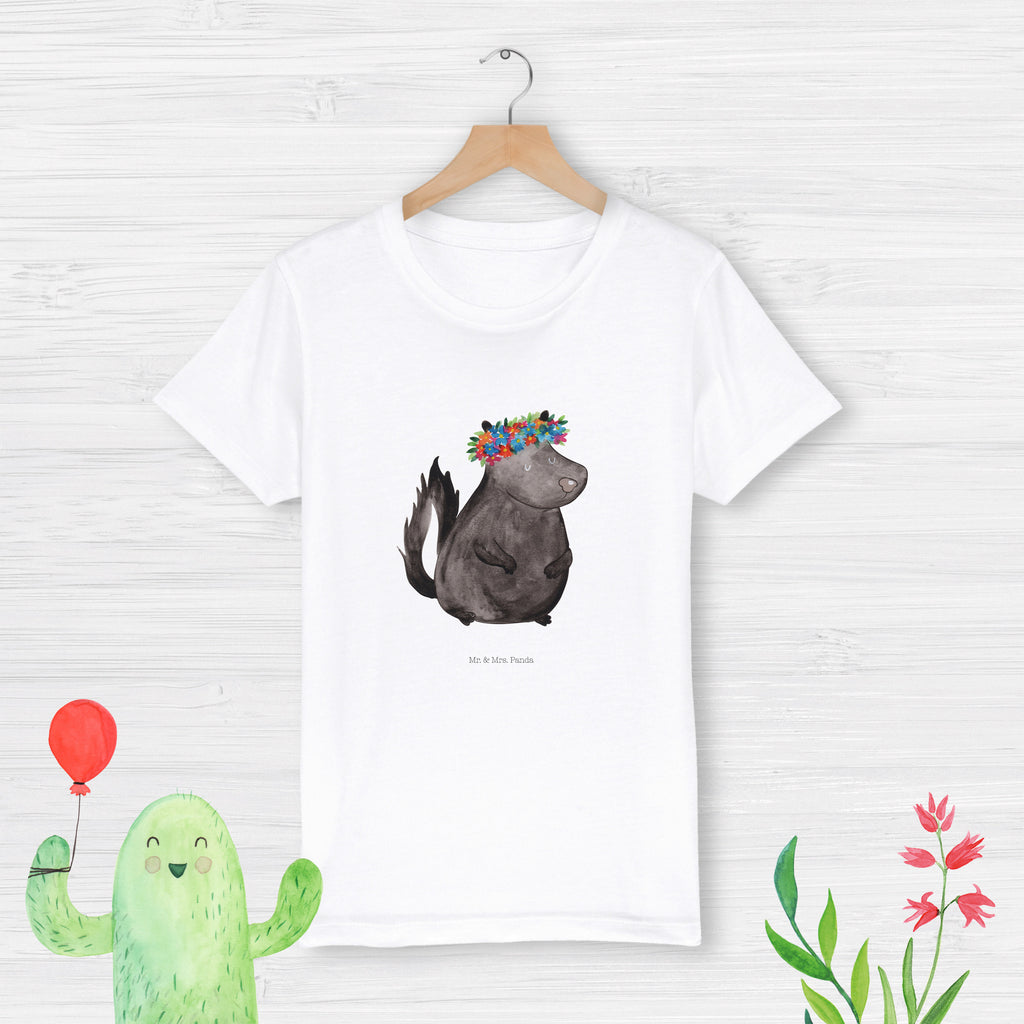 Organic Kinder T-Shirt Stinktier Mädchen Kinder T-Shirt, Kinder T-Shirt Mädchen, Kinder T-Shirt Jungen, Stinktier, Skunk, Wildtier, Raubtier, Stinker, Stinki, Yoga, Namaste, Lebe, Liebe, Lache