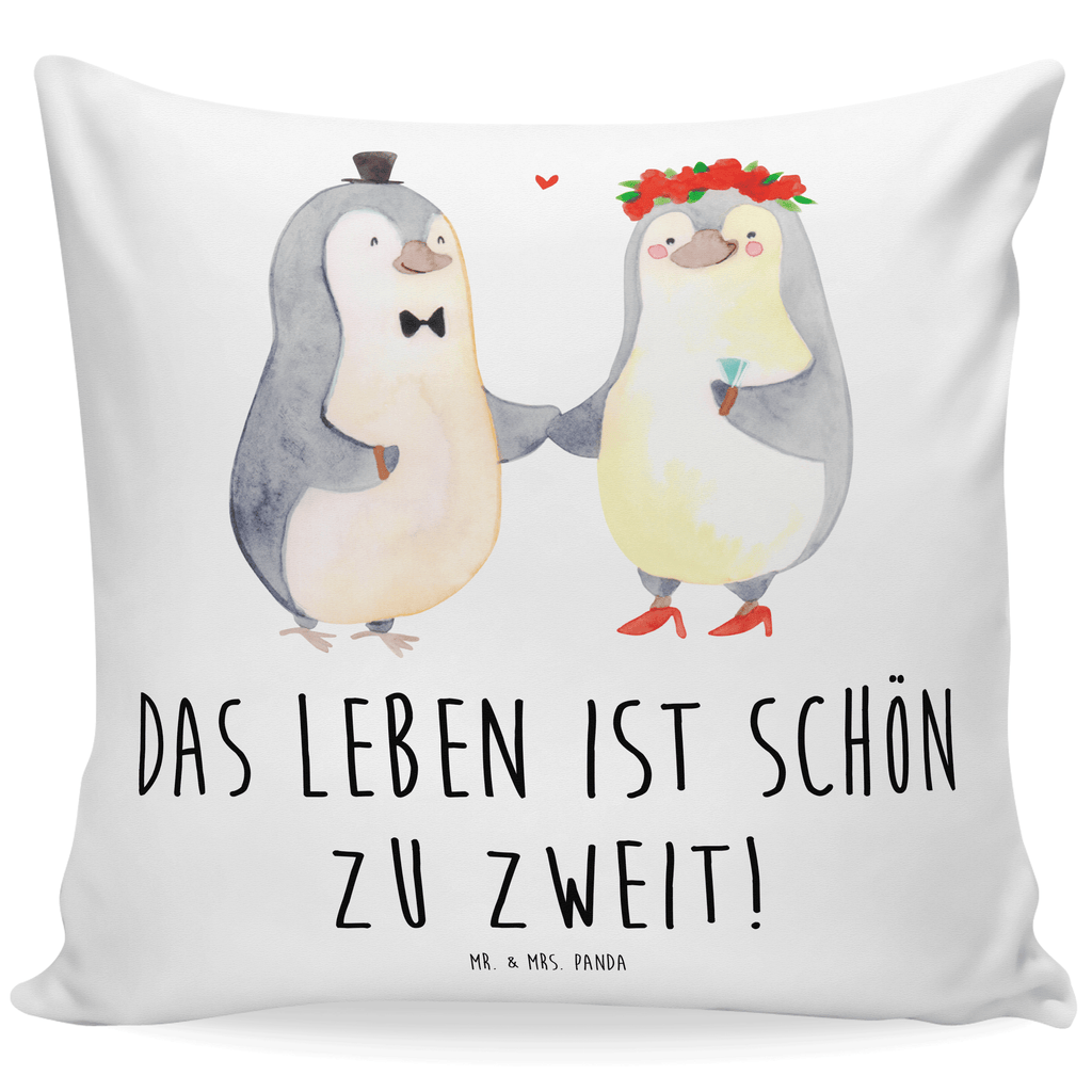 40x40 Kissen Pinguin Heirat Kissenhülle, Kopfkissen, Sofakissen, Dekokissen, Motivkissen, Liebe, Partner, Freund, Freundin, Ehemann, Ehefrau, Heiraten, Verlobung, Heiratsantrag, Liebesgeschenk, Jahrestag, Hocheitstag