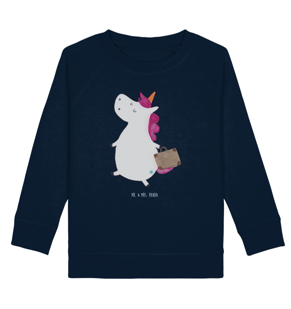 Organic Kinder Pullover Einhorn Koffer Kinder Pullover, Kinder Sweatshirt, Jungen, Mädchen, Einhorn, Einhörner, Einhorn Deko, Pegasus, Unicorn, unicorn, Koffer, Verreisen, Reise, Gepäck, Abenteuer, Erwachsen, Kind, albern, Spaß, lustig, witzig