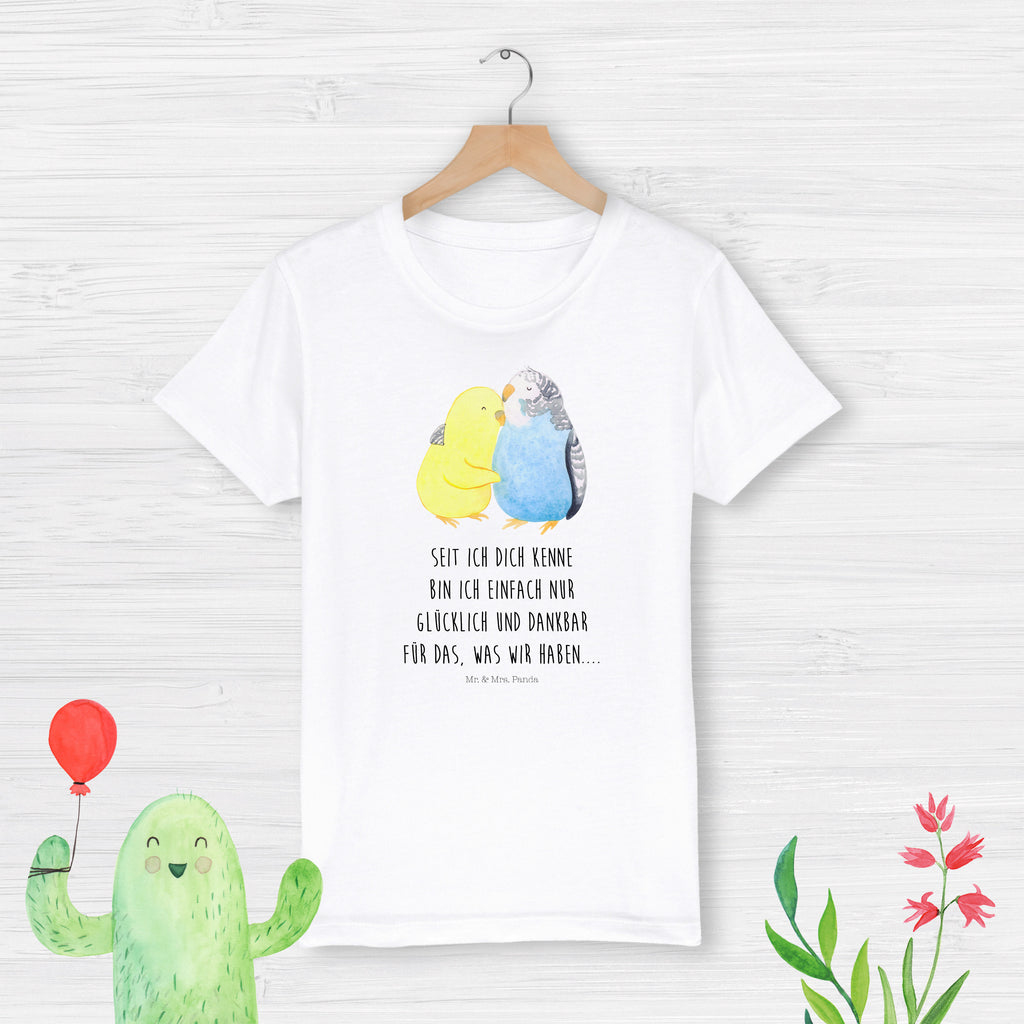 Organic Kinder T-Shirt Wellensittich Liebe Kinder T-Shirt, Kinder T-Shirt Mädchen, Kinder T-Shirt Jungen, Liebe, Partner, Freund, Freundin, Ehemann, Ehefrau, Heiraten, Verlobung, Heiratsantrag, Liebesgeschenk, Jahrestag, Hocheitstag, Vögel, Wellensittich, Nähe, Kuscheln, Vertrauen