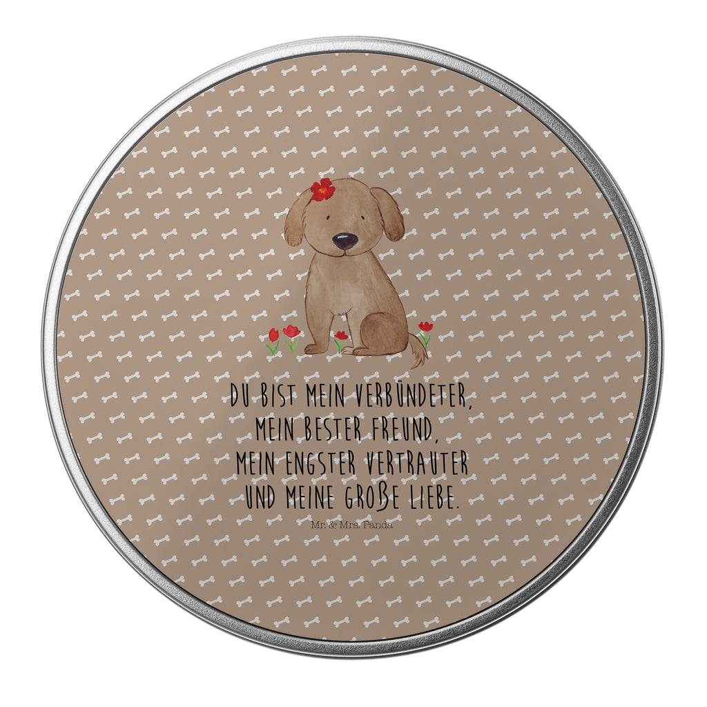 Blechdose rund Hund Dame Metalldose, Keksdose, Dose, Vorratsdose, Geschenkbox, Hund, Hundemotiv, Haustier, Hunderasse, Tierliebhaber, Hundebesitzer, Sprüche, Hunde, Hundeliebe, Hundeglück, Liebe, Frauchen