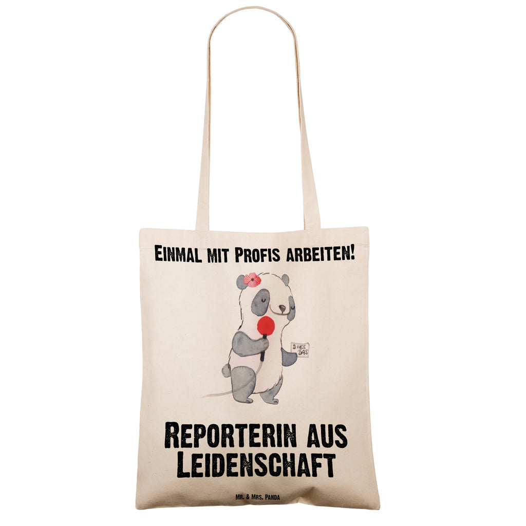 Tragetasche Reporterin aus Leidenschaft Beuteltasche, Beutel, Einkaufstasche, Jutebeutel, Stoffbeutel, Tasche, Shopper, Umhängetasche, Strandtasche, Schultertasche, Stofftasche, Tragetasche, Badetasche, Jutetasche, Einkaufstüte, Laptoptasche, Beruf, Ausbildung, Jubiläum, Abschied, Rente, Kollege, Kollegin, Geschenk, Schenken, Arbeitskollege, Mitarbeiter, Firma, Danke, Dankeschön