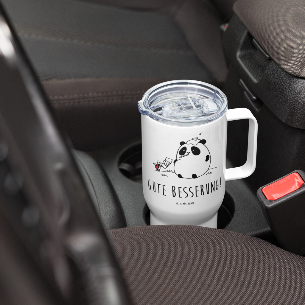 XXL Thermobecher Panda Gute Besserung Thermobecher, XL Thermobecher, Reisebecher, XL Reisetasse, Großer Thermobecher, Autobecher, Jumbo Becher