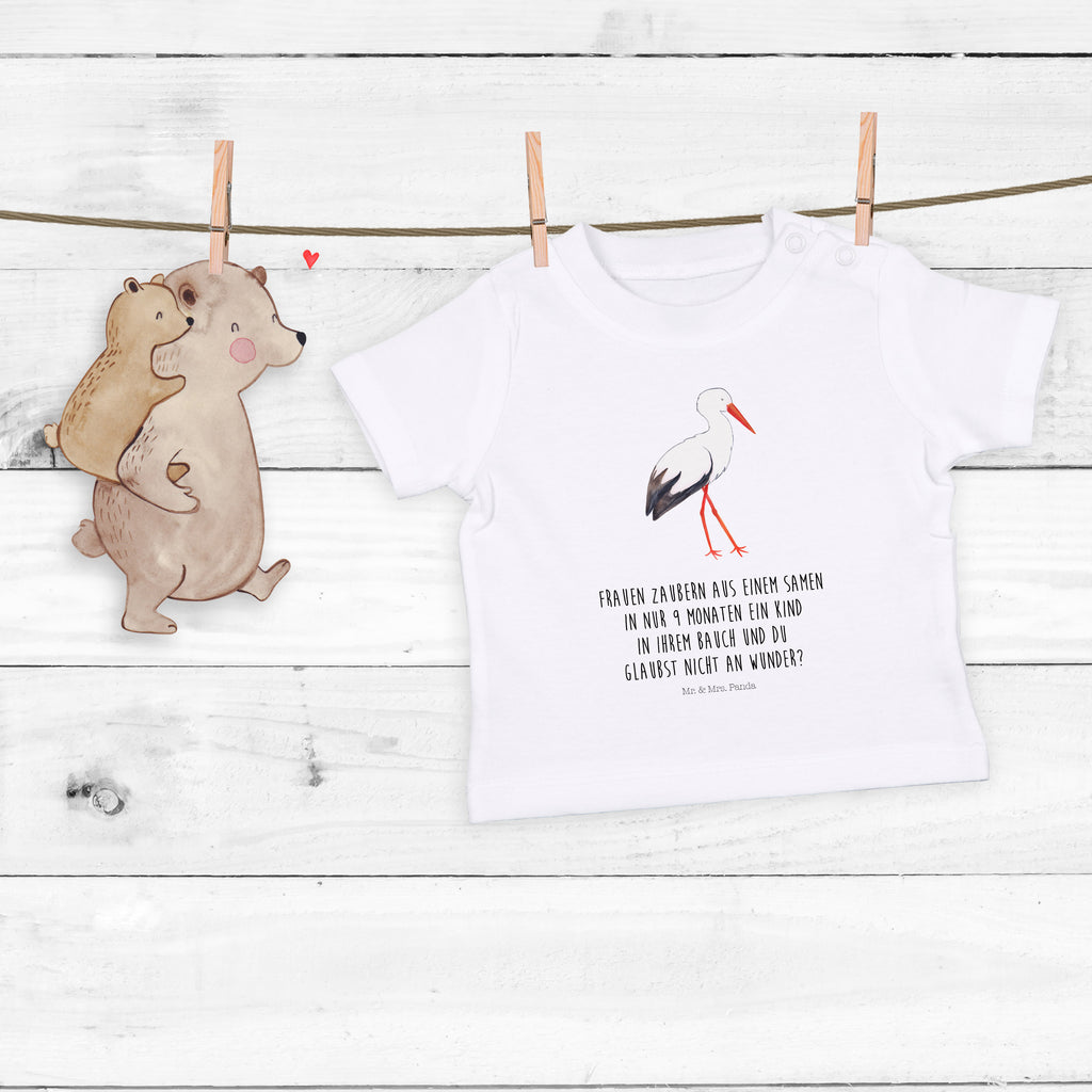 Organic Baby Shirt Storch Baby T-Shirt, Jungen Baby T-Shirt, Mädchen Baby T-Shirt, Shirt, Tiermotive, Gute Laune, lustige Sprüche, Tiere, Storch, Störche, Schwangerschaft, Geburt, Mutter, Mütter, Mutter werden, Schwanger, Babybauch, Baby