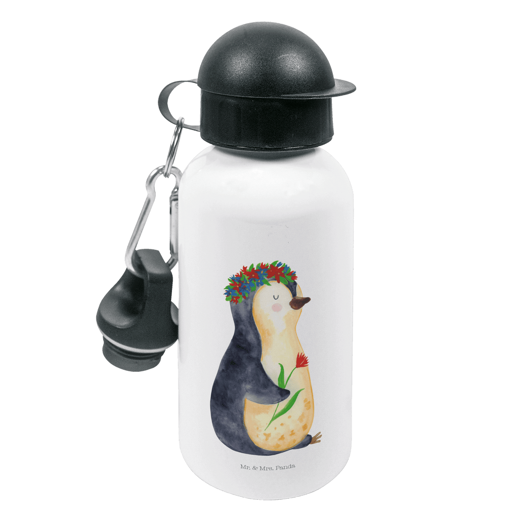 Kindertrinkflasche Pinguin Blumen Kindertrinkflasche, Kinder Trinkflasche, Trinkflasche, Flasche, Kinderflasche, Kinder, Kids, Kindergarten Flasche, Grundschule, Jungs, Mädchen, Pinguin, Pinguine, Blumenkranz, Universum, Leben, Wünsche, Ziele, Lebensziele, Motivation, Lebenslust, Liebeskummer, Geschenkidee