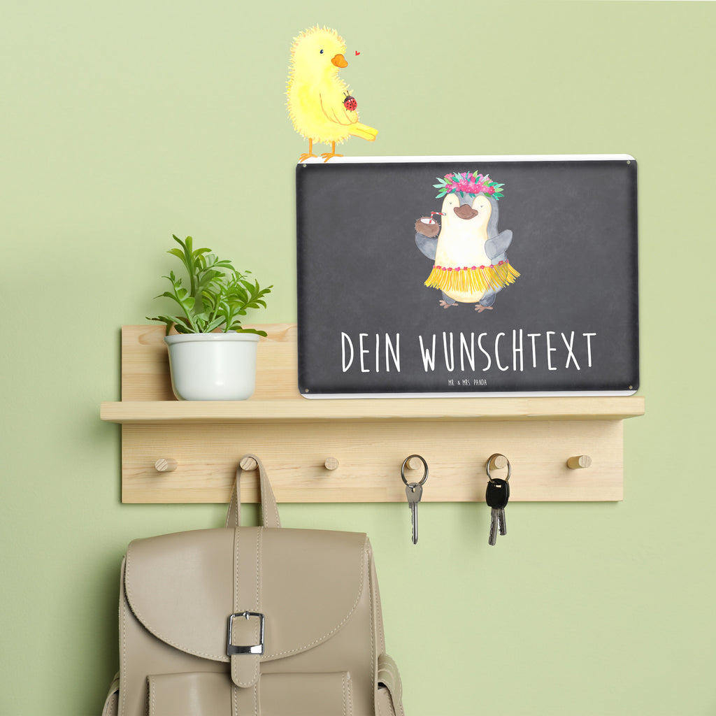 Personalisiertes Blechschild Pinguin Kokosnuss Blechschild, Metallschild, Geschenk Schild, Schild, Magnet-Metall-Schild, Deko Schild, Wandschild, Wand-Dekoration, Türschild, Pinguin, Aloha, Hawaii, Urlaub, Kokosnuss, Pinguine