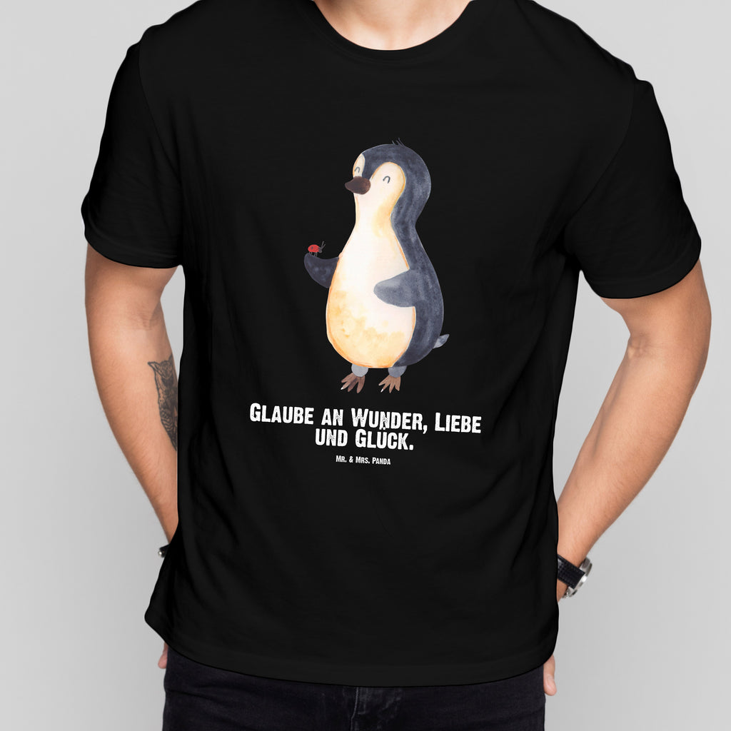 Personalisiertes T-Shirt Pinguin Marienkäfer T-Shirt Personalisiert, T-Shirt mit Namen, T-Shirt mit Aufruck, Männer, Frauen, Wunschtext, Bedrucken, Pinguin, Pinguine, Marienkäfer, Liebe, Wunder, Glück, Freude, Lebensfreude