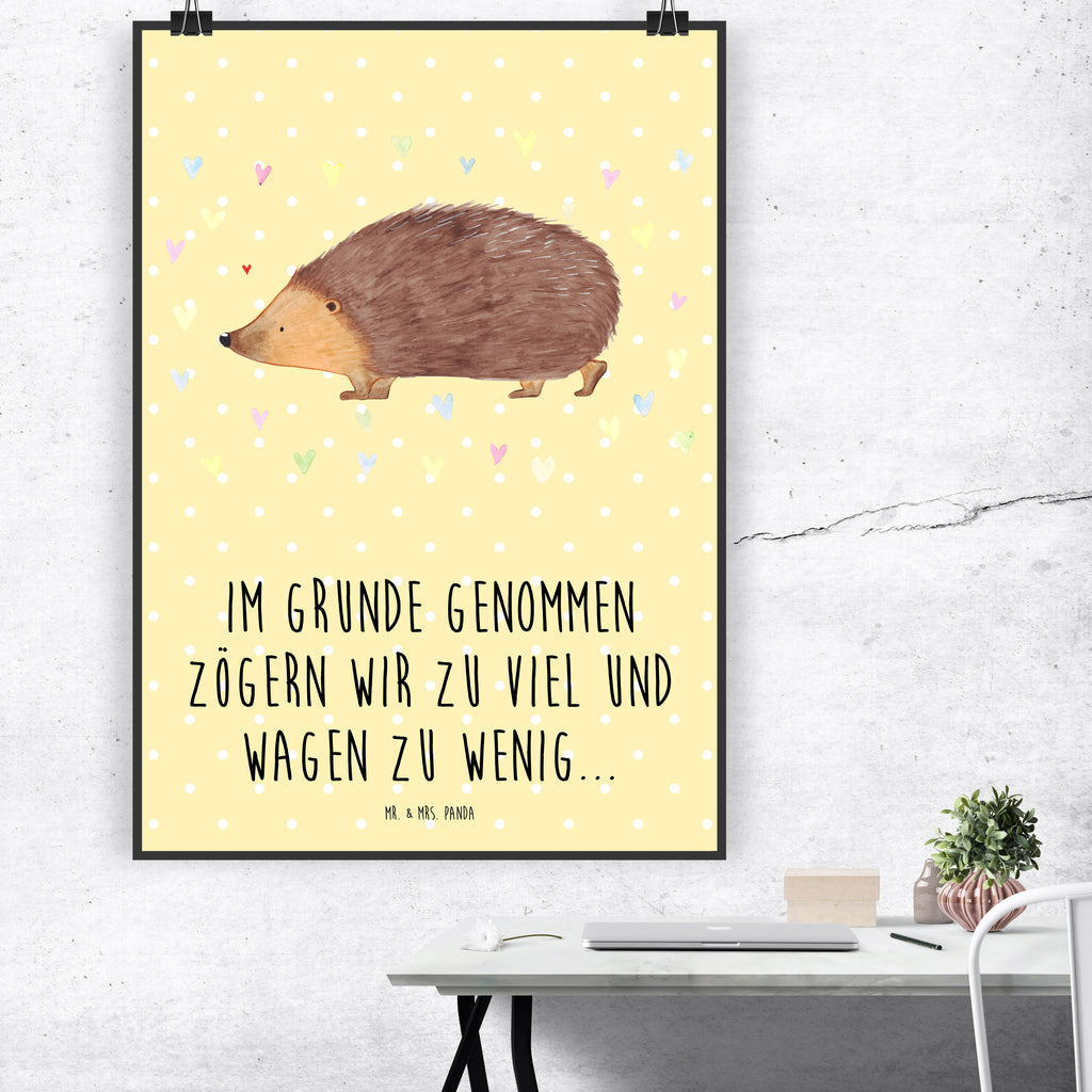 Poster Igel Herzen Poster, Wandposter, Bild, Wanddeko, Küchenposter, Kinderposter, Wanddeko Bild, Raumdekoration, Wanddekoration, Handgemaltes Poster, Mr. & Mrs. Panda Poster, Designposter, Kunstdruck, Posterdruck, Tiermotive, Gute Laune, lustige Sprüche, Tiere, Liebe, Herz, Herzen, Igel, Vertrauen, Kuss, Leben