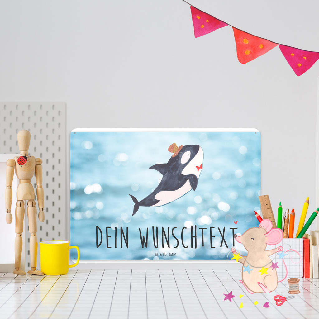 Personalisiertes Blechschild Orca Zylinder Blechschild, Metallschild, Geschenk Schild, Schild, Magnet-Metall-Schild, Deko Schild, Wandschild, Wand-Dekoration, Türschild, Meerestiere, Meer, Urlaub, Narwal, Glitter, Konfetti, Glitzer, Geburtstag, Feier, Fete, Fest, Glückwunsch, Orca