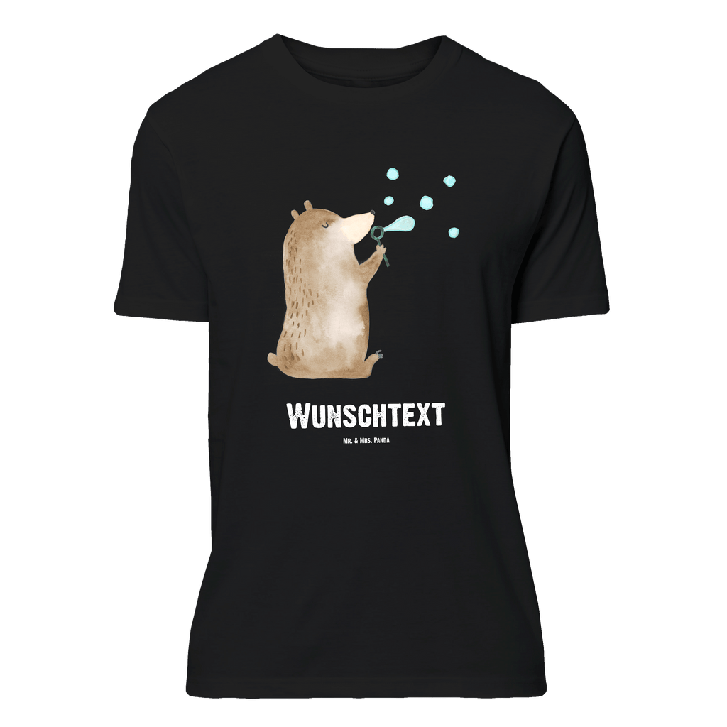 Personalisiertes T-Shirt Bär Seifenblasen T-Shirt Personalisiert, T-Shirt mit Namen, T-Shirt mit Aufruck, Männer, Frauen, Wunschtext, Bedrucken, Bär, Teddy, Teddybär, Seifenblasen Bär Lustig Sein Glücklich Traurig Happy