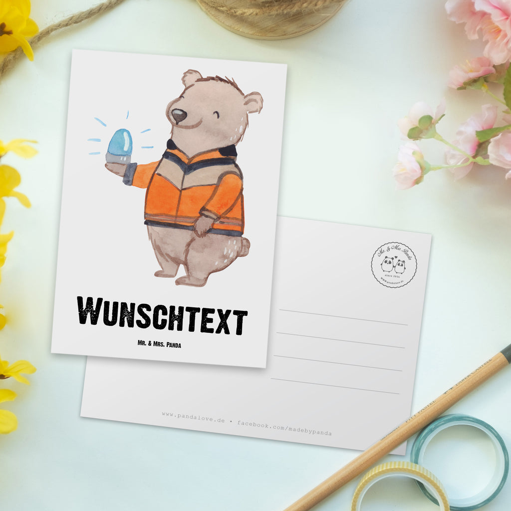 Personalisierte Postkarte Rettungssanitäter mit Herz Postkarte mit Namen, Postkarte bedrucken, Postkarte mit Wunschtext, Postkarte personalisierbar, Geschenkkarte mit Namen, Grußkarte mit Namen, Karte mit Namen, Einladung mit Namen, Ansichtskarte mit Namen, Geschenkkarte mit Wunschtext, Grußkarte mit Wunschtext, Karte mit Wunschtext, Einladung mit Wunschtext, Ansichtskarte mit Wunschtext, Beruf, Ausbildung, Jubiläum, Abschied, Rente, Kollege, Kollegin, Geschenk, Schenken, Arbeitskollege, Mitarbeiter, Firma, Danke, Dankeschön