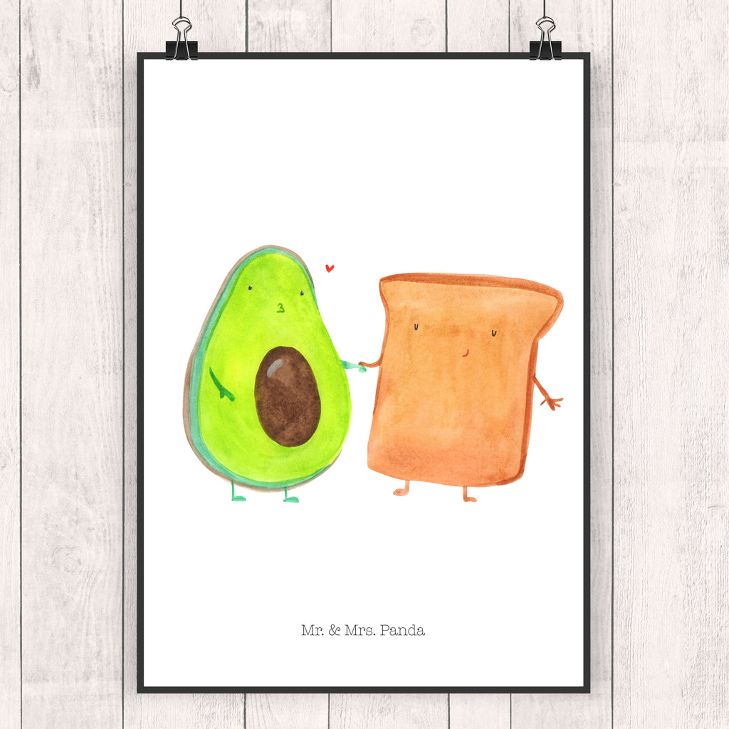 Poster Avocado + Toast Poster, Wandposter, Bild, Wanddeko, Küchenposter, Kinderposter, Wanddeko Bild, Raumdekoration, Wanddekoration, Handgemaltes Poster, Mr. & Mrs. Panda Poster, Designposter, Kunstdruck, Posterdruck, Avocado, Veggie, Vegan, Gesund, Toast, Toastbrot, Liebespaar, Pärchen, Freund, Freundin, Verlobt, Verlobungsparty, Hochzeit, Hochzeitsgeschenk, Jahrestag, Jahrestagsgeschenk