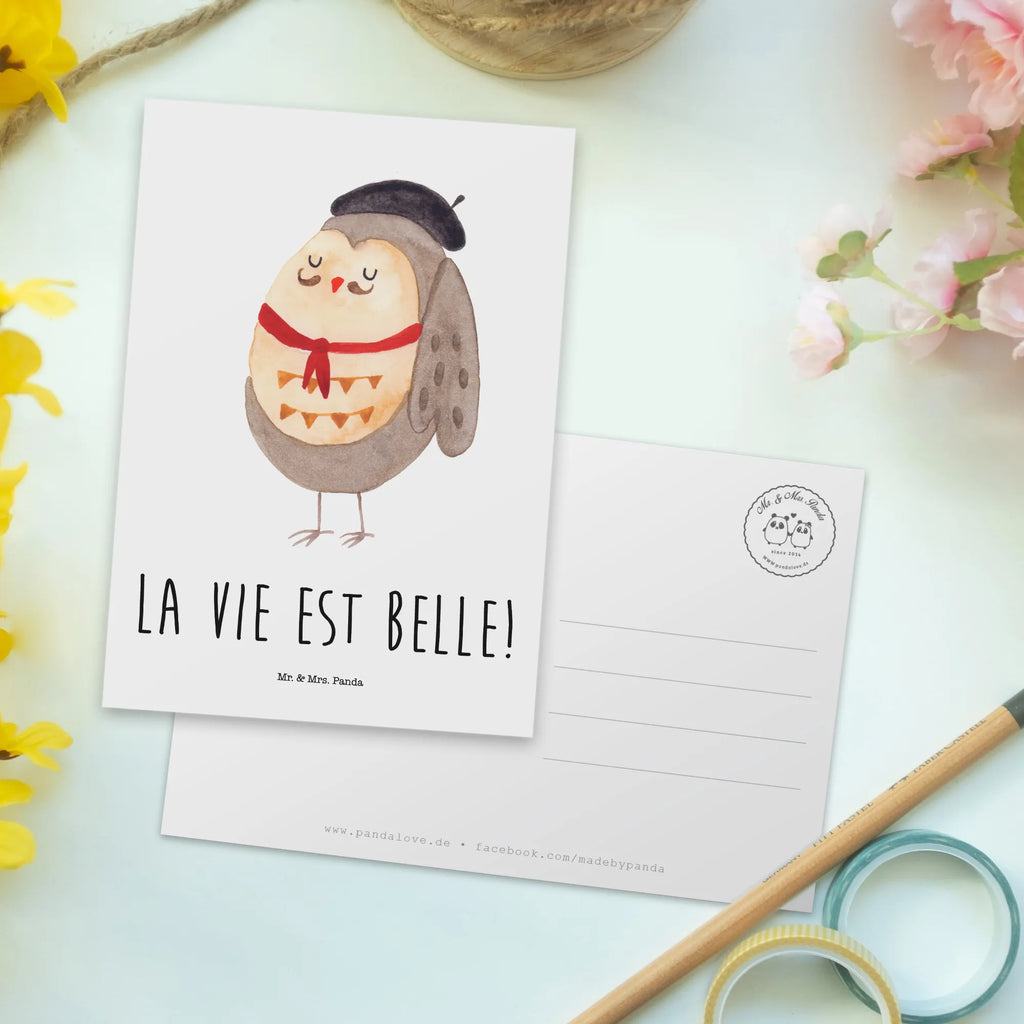 Postkarte Eule Frankreich Postkarte, Karte, Geschenkkarte, Grußkarte, Einladung, Ansichtskarte, Geburtstagskarte, Einladungskarte, Dankeskarte, Ansichtskarten, Einladung Geburtstag, Einladungskarten Geburtstag, Eule, Eulen, Eule Deko, Owl, hibou, La vie est belle, das Leben ist schön, Spruch schön, Spruch Französisch, Frankreich