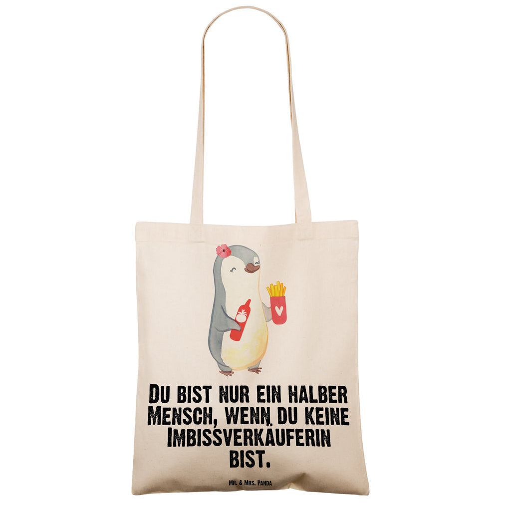 Tragetasche Imbissverkäuferin mit Herz Beuteltasche, Beutel, Einkaufstasche, Jutebeutel, Stoffbeutel, Tasche, Shopper, Umhängetasche, Strandtasche, Schultertasche, Stofftasche, Tragetasche, Badetasche, Jutetasche, Einkaufstüte, Laptoptasche, Beruf, Ausbildung, Jubiläum, Abschied, Rente, Kollege, Kollegin, Geschenk, Schenken, Arbeitskollege, Mitarbeiter, Firma, Danke, Dankeschön, Imbissbesitzerin, Imibissverkäuferin, Pommesverkäuferin