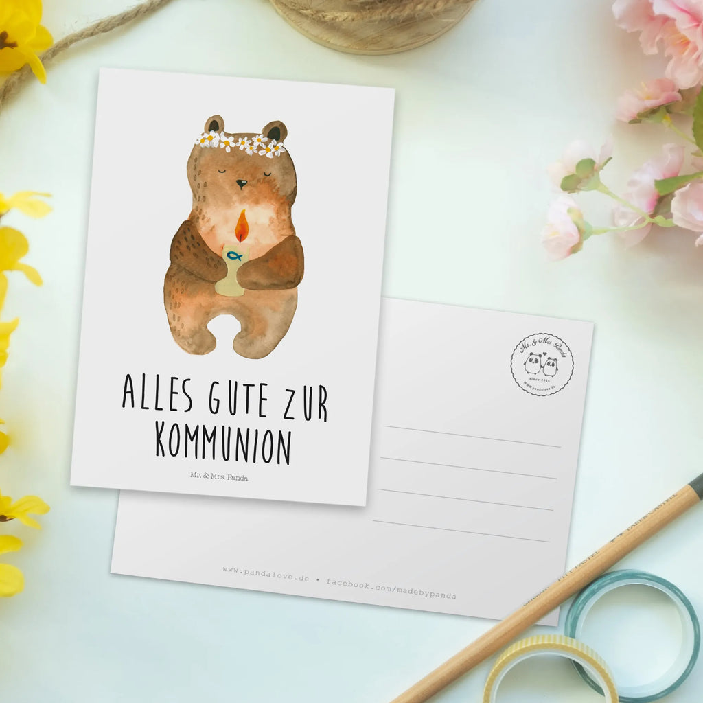 Postkarte Kommunion-Bär Postkarte, Karte, Geschenkkarte, Grußkarte, Einladung, Ansichtskarte, Geburtstagskarte, Einladungskarte, Dankeskarte, Ansichtskarten, Einladung Geburtstag, Einladungskarten Geburtstag, Bär, Teddy, Teddybär, Kommunion, Gottes Segen, Taufkerze, katholisch