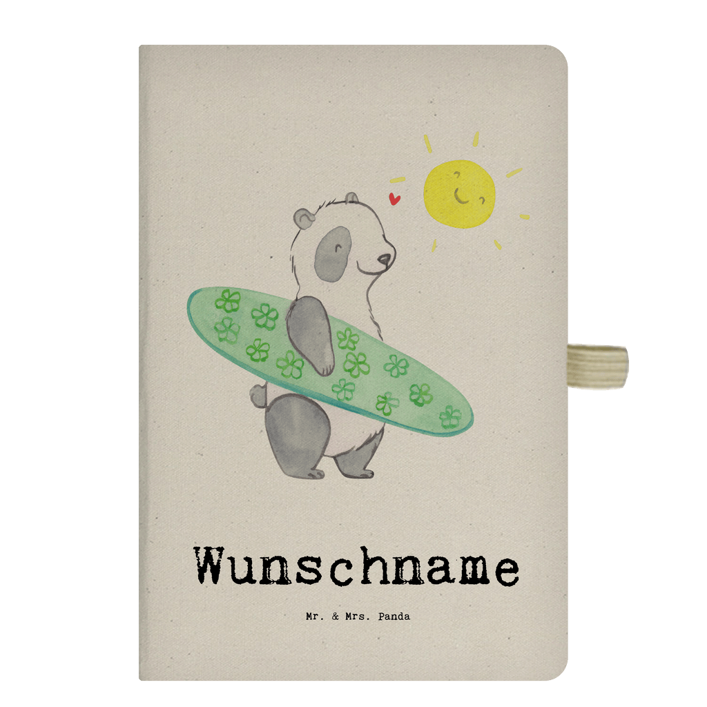 DIN A4 Personalisiertes Notizbuch Panda Surfen Tage Personalisiertes Notizbuch, Notizbuch mit Namen, Notizbuch bedrucken, Personalisierung, Namensbuch, Namen, Geschenk, Sport, Sportart, Hobby, Schenken, Danke, Dankeschön, Auszeichnung, Gewinn, Sportler, Wellenreiten, Surfen, Surfschule