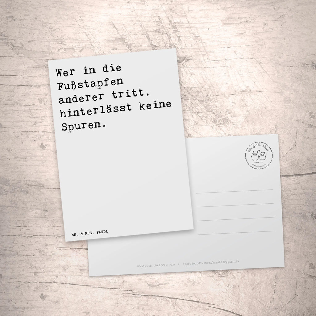 Postkarte Sprüche und Zitate Wer in die Fußstapfen anderer tritt, hinterlässt keine Spuren. Postkarte, Karte, Geschenkkarte, Grußkarte, Einladung, Ansichtskarte, Geburtstagskarte, Einladungskarte, Dankeskarte, Ansichtskarten, Einladung Geburtstag, Einladungskarten Geburtstag, Spruch, Sprüche, lustige Sprüche, Weisheiten, Zitate, Spruch Geschenke, Spruch Sprüche Weisheiten Zitate Lustig Weisheit Worte