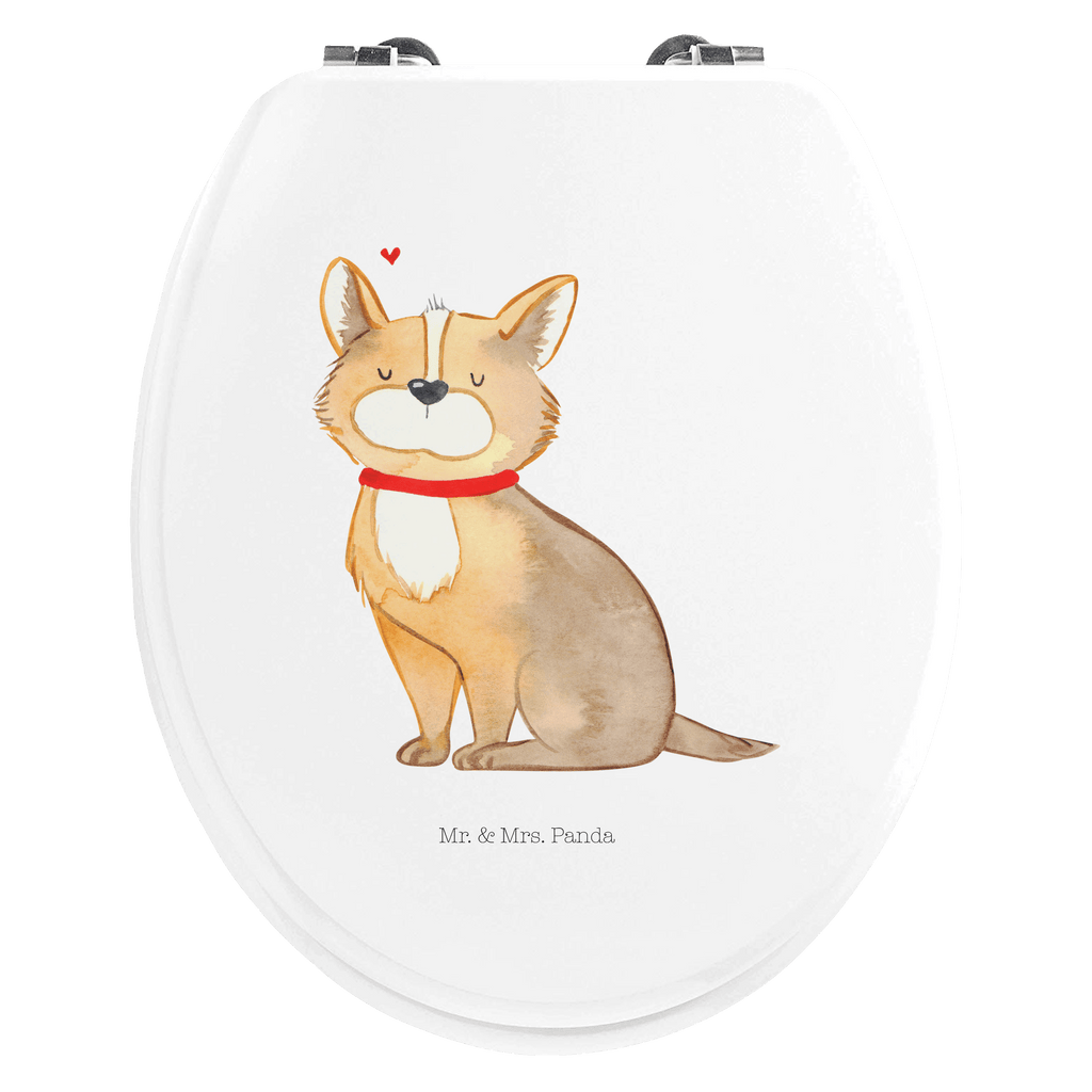 Motiv WC Sitz Hund Glück Klobrille, Klodeckel, Toilettendeckel, WC-Sitz, Toilette, Hund, Hundemotiv, Haustier, Hunderasse, Tierliebhaber, Hundebesitzer, Sprüche, Corgie, Hundeliebe, Spruch, Hundemama, Liebe