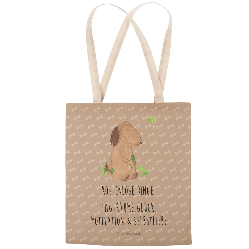 Einkaufstasche Hund Kleeblatt Tragetasche, Tasche, Beutel, Stofftasche, Baumwolltasche, Umhängetasche, Shopper, Einkaufstasche, Beuteltasche, Hund, Hundemotiv, Haustier, Hunderasse, Tierliebhaber, Hundebesitzer, Sprüche, Kleeblatt, Glück, Tagträume, Motivation, Neuanfang, Geschenk, Glücksbringer, Selbstliebe, Achtsamkeit