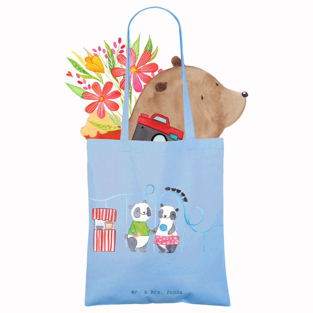 Tragetasche Pandas Freizeitpark besuchen Beuteltasche, Beutel, Einkaufstasche, Jutebeutel, Stoffbeutel, Tasche, Shopper, Umhängetasche, Strandtasche, Schultertasche, Stofftasche, Tragetasche, Badetasche, Jutetasche, Einkaufstüte, Laptoptasche, Geschenk, Sport, Sportart, Hobby, Schenken, Danke, Dankeschön, Auszeichnung, Gewinn, Sportler, Freizeitpark besuchen, Achterbahn fahren