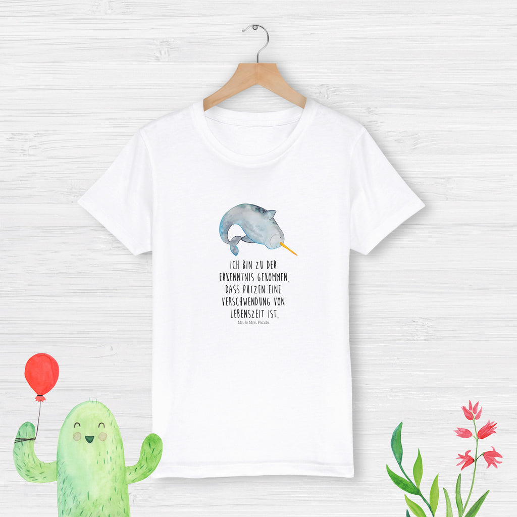 Organic Kinder T-Shirt Narwal Kinder T-Shirt, Kinder T-Shirt Mädchen, Kinder T-Shirt Jungen, Meerestiere, Meer, Urlaub, Narwal, Wal, Putzen, Hausfrau, Junggesellin, aufräumen, Kinderzimmer