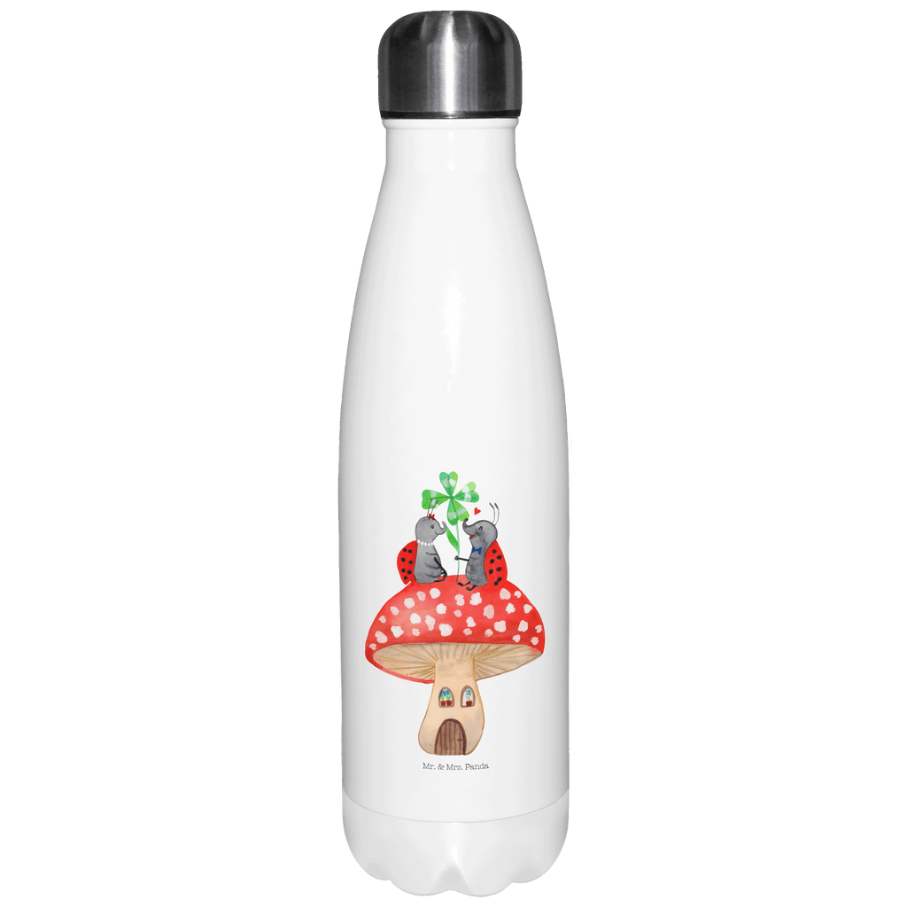 Thermosflasche Marienkäfer Paar Fliegenpilz Isolierflasche, Thermoflasche, Trinkflasche, Thermos, Edelstahl, Tiermotive, Gute Laune, lustige Sprüche, Tiere, Haus, Wohnung, zuhause, Fliegenpilz, Marienkäfer, Fleigenpilzhaus