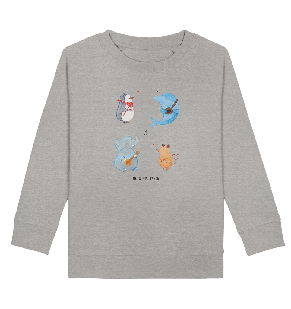 Organic Kinder Pullover Big Band Kinder Pullover, Kinder Sweatshirt, Jungen, Mädchen, Tiermotive, Gute Laune, lustige Sprüche, Tiere, Hund, Pinguin, Maus, Elefant, Delfin, Gitarre, Band, Triangel, Musikanten, Musik