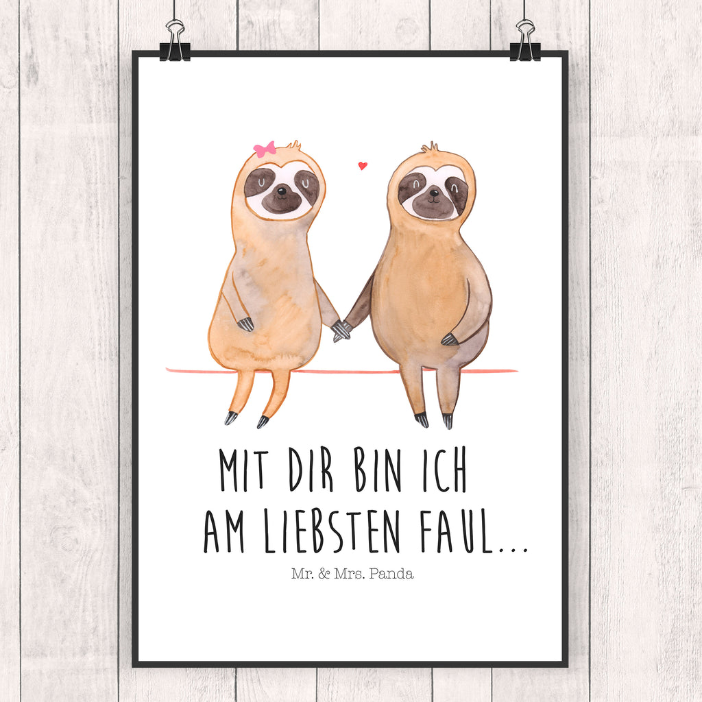 Poster Faultier Pärchen Poster, Wandposter, Bild, Wanddeko, Küchenposter, Kinderposter, Wanddeko Bild, Raumdekoration, Wanddekoration, Handgemaltes Poster, Mr. & Mrs. Panda Poster, Designposter, Kunstdruck, Posterdruck, Faultier, Faultier Geschenk, Faultier Deko, Faultiere, faul, Lieblingstier, Liebe, Liebespaar, Faultierliebe, Faultierpärchen, verliebt, verlobt, gemeinsam, relaxen, Pärchen, Beziehung, Langsamkeit