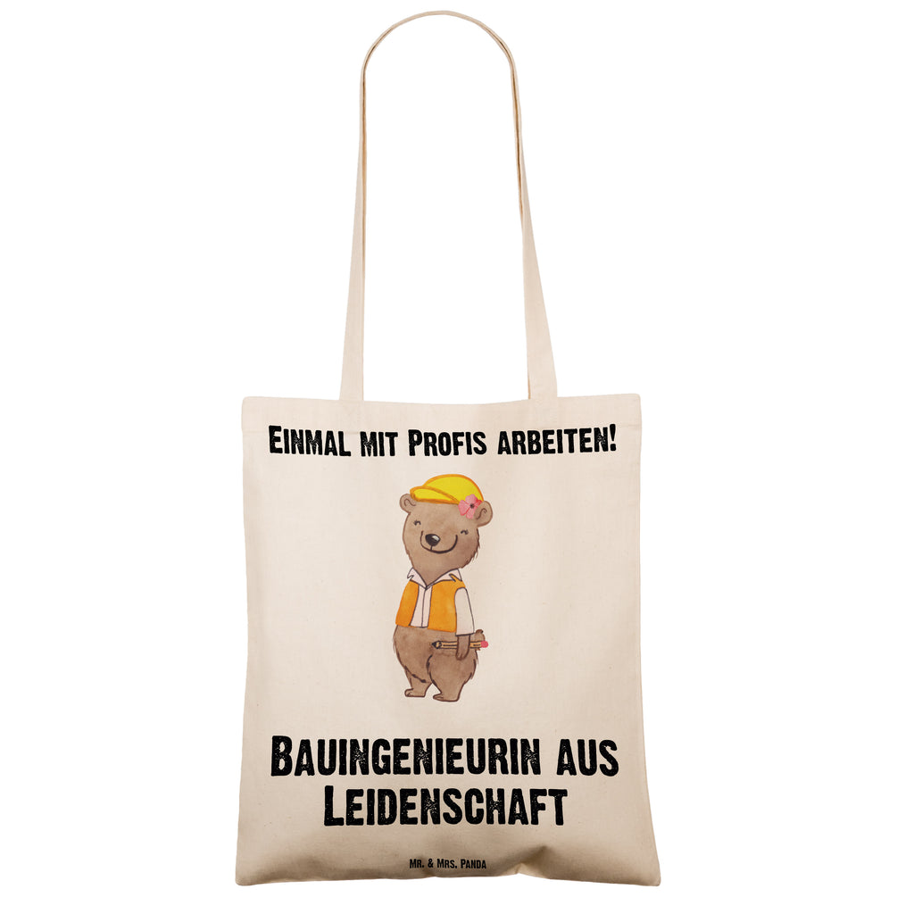 Tragetasche Bauingenieurin aus Leidenschaft Beuteltasche, Beutel, Einkaufstasche, Jutebeutel, Stoffbeutel, Tasche, Shopper, Umhängetasche, Strandtasche, Schultertasche, Stofftasche, Tragetasche, Badetasche, Jutetasche, Einkaufstüte, Laptoptasche, Beruf, Ausbildung, Jubiläum, Abschied, Rente, Kollege, Kollegin, Geschenk, Schenken, Arbeitskollege, Mitarbeiter, Firma, Danke, Dankeschön, Bauingenieurin, Statikerin, Ingeniuerin, Baustelle, Studium