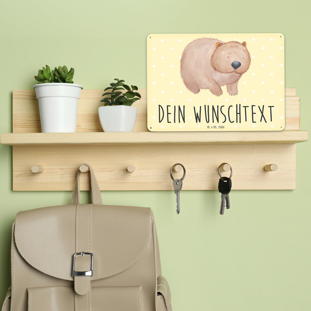 Personalisiertes Blechschild Wombat Blechschild, Metallschild, Geschenk Schild, Schild, Magnet-Metall-Schild, Deko Schild, Wandschild, Wand-Dekoration, Türschild, Tiermotive, Gute Laune, lustige Sprüche, Tiere, Wombat, Das Leben ist schön, Motivation, Spruch, Australien