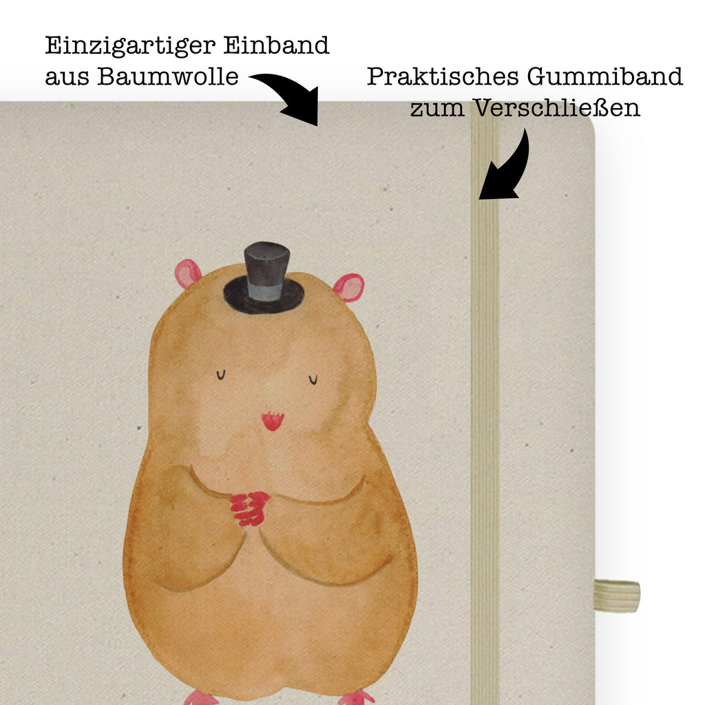 Baumwoll Notizbuch Hamster mit Hut Notizen, Eintragebuch, Tagebuch, Notizblock, Adressbuch, Journal, Kladde, Skizzenbuch, Notizheft, Schreibbuch, Schreibheft, Tiermotive, Gute Laune, lustige Sprüche, Tiere, Hamster, Hut, Magier, Zylinder, Zwerghamster, Zauberer