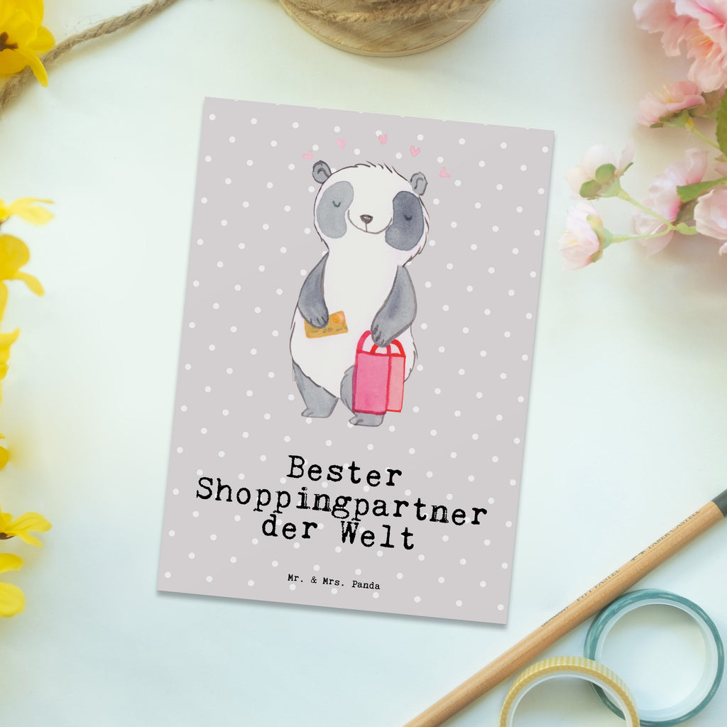 Postkarte Panda Bester Shoppingpartner der Welt Postkarte, Karte, Geschenkkarte, Grußkarte, Einladung, Ansichtskarte, Geburtstagskarte, Einladungskarte, Dankeskarte, Ansichtskarten, Einladung Geburtstag, Einladungskarten Geburtstag, für, Dankeschön, Geschenk, Schenken, Geburtstag, Geburtstagsgeschenk, Geschenkidee, Danke, Bedanken, Mitbringsel, Freude machen, Geschenktipp, Shoppingpartner, Shoppen, Begleitung, Partner, Freundin, Freund, bff, Shopping, Einkaufen, Shopping-Queen, Queen, Bester