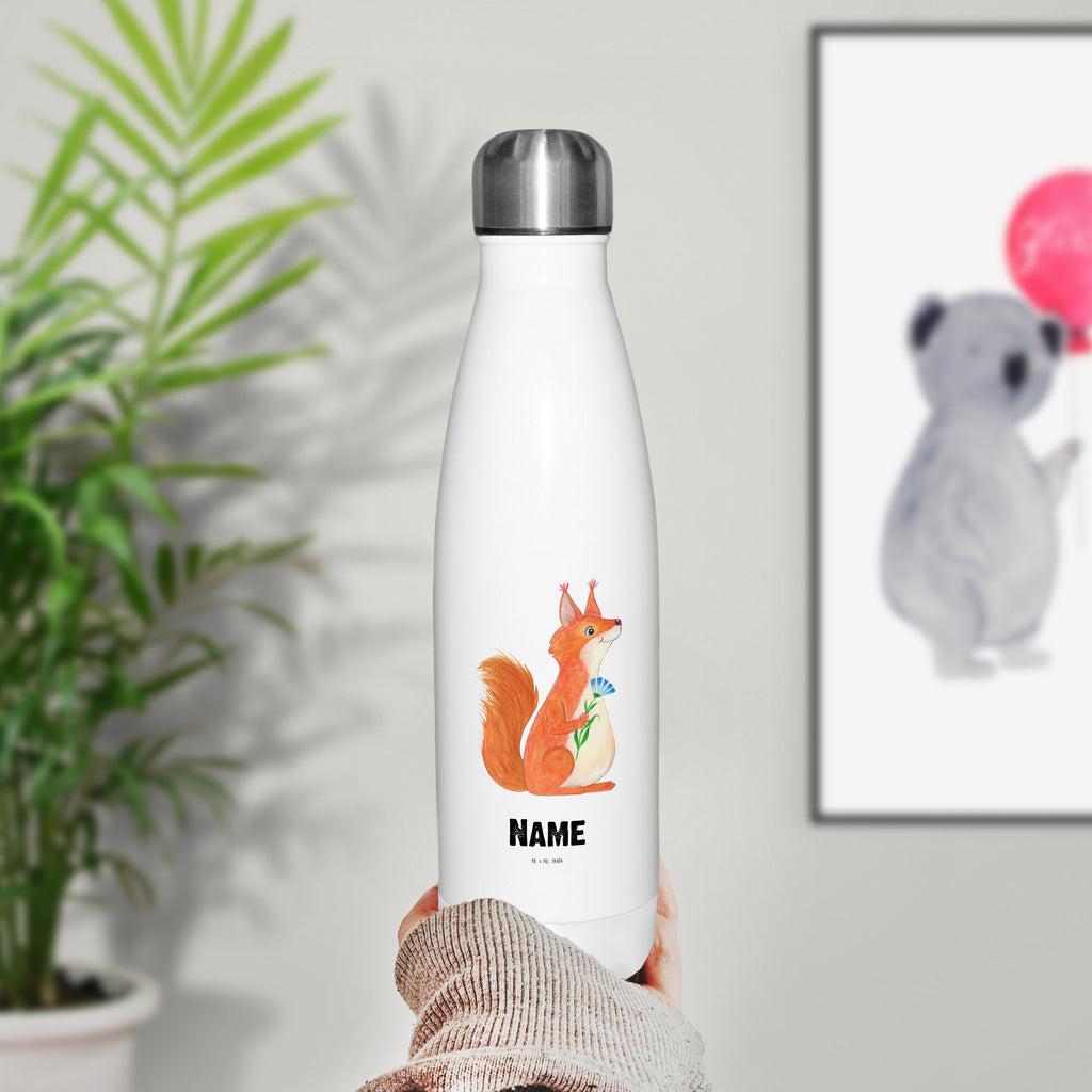 Personalisierte Thermosflasche Eichhörnchen Blume Personalisierte Isolierflasche, Personalisierte Thermoflasche, Personalisierte Trinkflasche, Trinkflasche Mit Namen, Wunschname, Bedrucken, Namensflasche, Tiermotive, Gute Laune, lustige Sprüche, Tiere, Eichhörnchen, Eichhorn, Spruch positiv, Lachen, Spaß, Motivation Sprüche, Motivation Bilder, glücklich Spruch, Spruch Deko