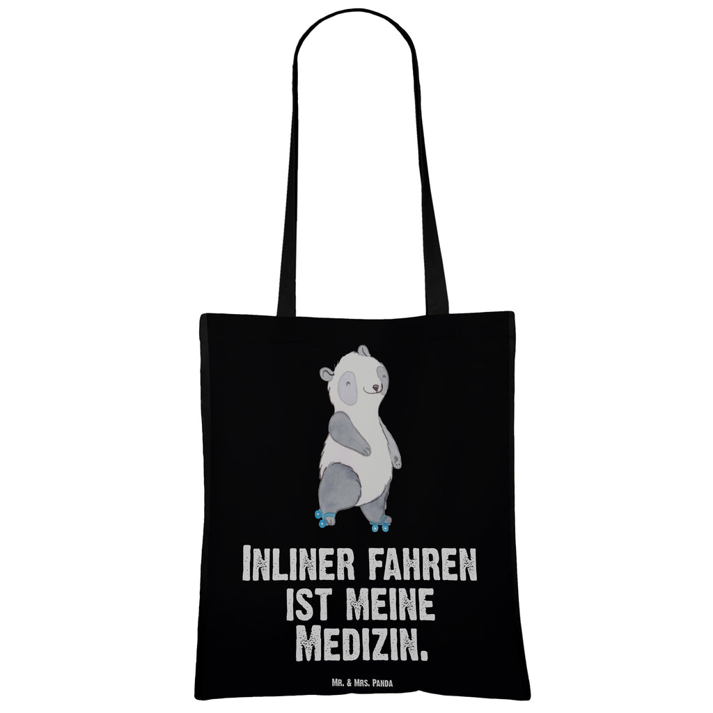 Tragetasche Panda Inliner fahren Medizin Beuteltasche, Beutel, Einkaufstasche, Jutebeutel, Stoffbeutel, Tasche, Shopper, Umhängetasche, Strandtasche, Schultertasche, Stofftasche, Tragetasche, Badetasche, Jutetasche, Einkaufstüte, Laptoptasche, Geschenk, Sport, Sportart, Hobby, Schenken, Danke, Dankeschön, Auszeichnung, Gewinn, Sportler, Inliner fahren, Rollschuh fahren, Rollerblades, inlinern