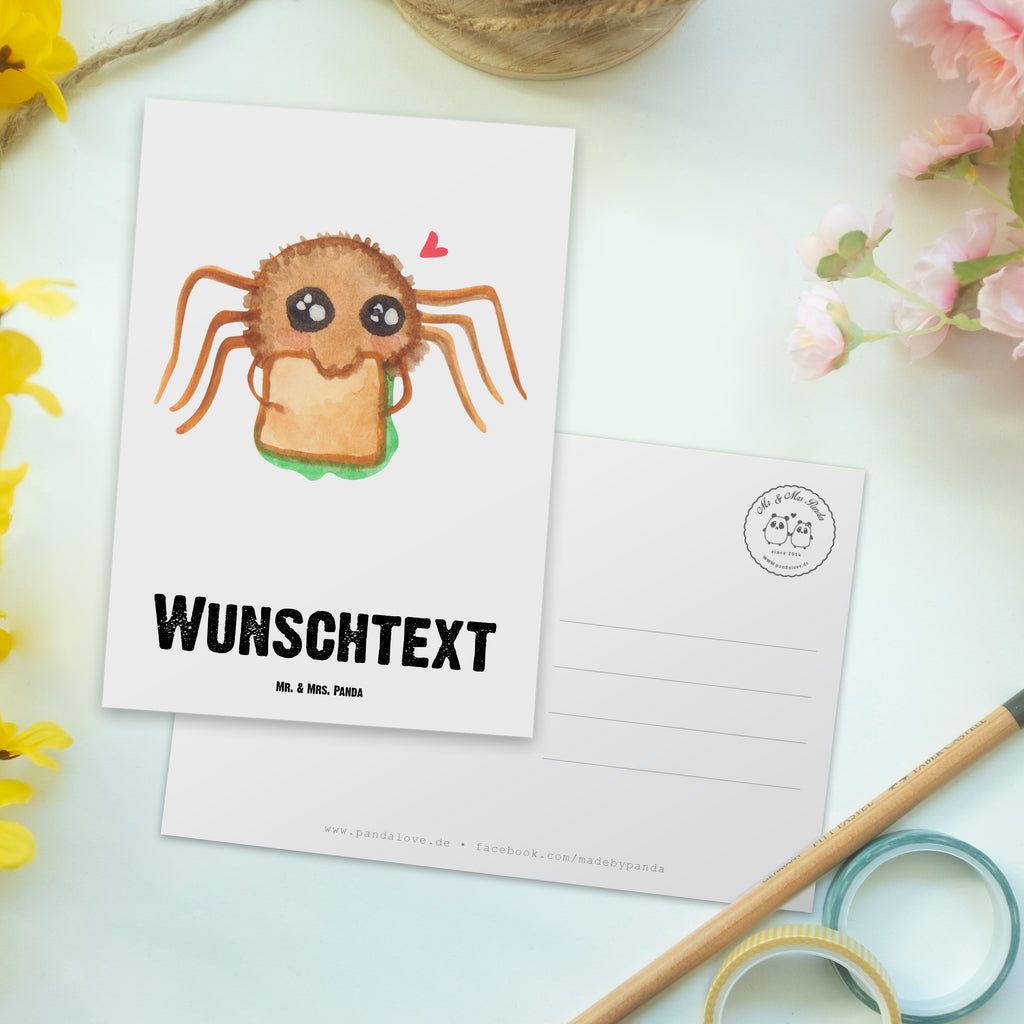 Personalisierte Postkarte Spinne Agathe Sandwich Postkarte mit Namen, Postkarte bedrucken, Postkarte mit Wunschtext, Postkarte personalisierbar, Geschenkkarte mit Namen, Grußkarte mit Namen, Karte mit Namen, Einladung mit Namen, Ansichtskarte mit Namen, Geschenkkarte mit Wunschtext, Grußkarte mit Wunschtext, Karte mit Wunschtext, Einladung mit Wunschtext, Ansichtskarte mit Wunschtext, Spinne Agathe, Spinne, Agathe, Videos, Merchandise, Glück, Mut, Hungrig, Verfressen, Lebensfreude, Alles wird gut, Hunger