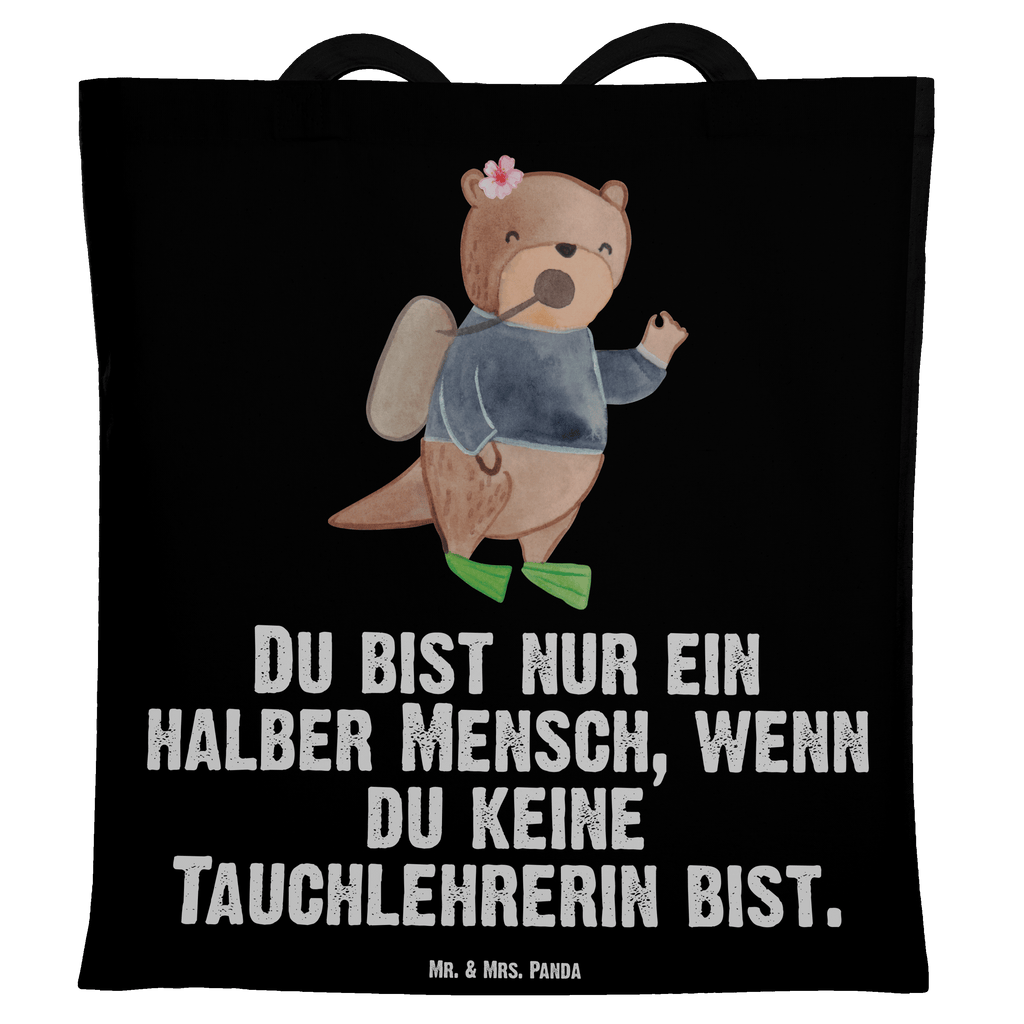 Tragetasche Tauchlehrerin mit Herz Beuteltasche, Beutel, Einkaufstasche, Jutebeutel, Stoffbeutel, Tasche, Shopper, Umhängetasche, Strandtasche, Schultertasche, Stofftasche, Tragetasche, Badetasche, Jutetasche, Einkaufstüte, Laptoptasche, Beruf, Ausbildung, Jubiläum, Abschied, Rente, Kollege, Kollegin, Geschenk, Schenken, Arbeitskollege, Mitarbeiter, Firma, Danke, Dankeschön