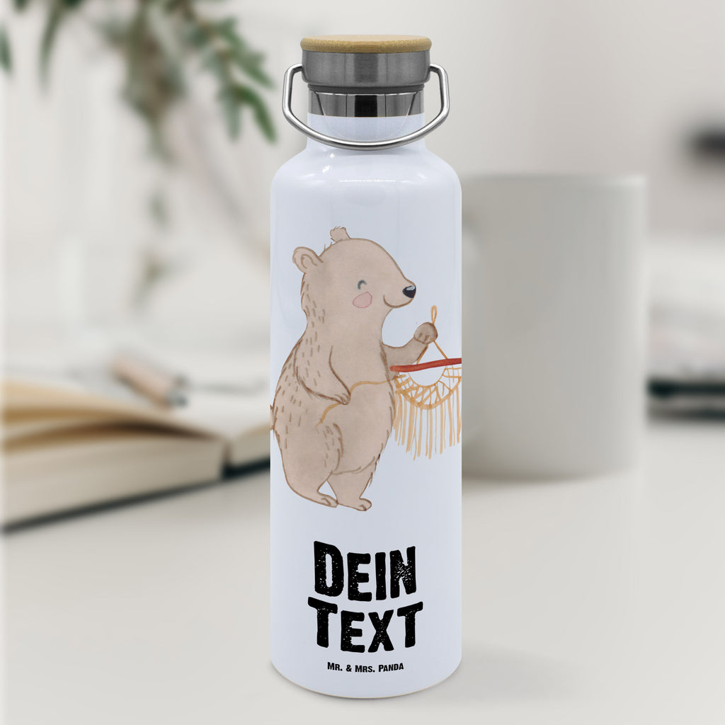 Personalisierte Trinkflasche Bär Makramee Personalisierte Trinkflasche, Trinkflasche mit Namen, Trinkflasche bedrucken, Flasche personalisiert, Trinkflasch mit Aufdruck, Trinkflasche Werbegeschenk, Namensaufdruck Trinkflasche, Sportflasche personalisiert, Trinkflasche Sport, Geschenk, Sport, Sportart, Hobby, Schenken, Danke, Dankeschön, Auszeichnung, Gewinn, Sportler, Makramee, Basteln, Basteln mit Makramee