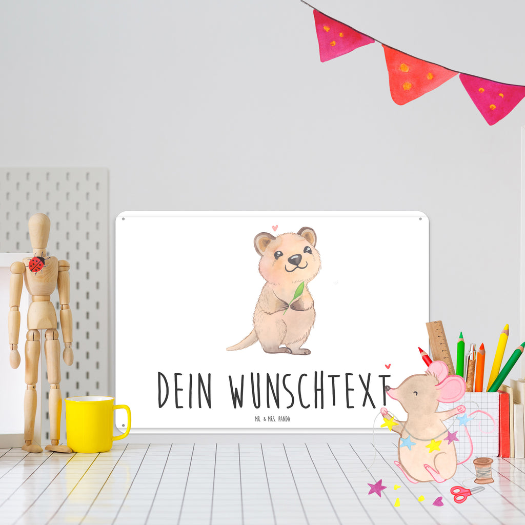 Personalisiertes Blechschild Quokka Happy Blechschild, Metallschild, Geschenk Schild, Schild, Magnet-Metall-Schild, Deko Schild, Wandschild, Wand-Dekoration, Türschild, Tiermotive, Gute Laune, lustige Sprüche, Tiere, Quokka, Verschieben, Aufschieberitis, Lustiger Spruch, Niedliches Tier, Dinge erledigen